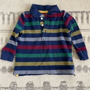 Multi colored striped Crown & Ivy LS polo, 3-6m